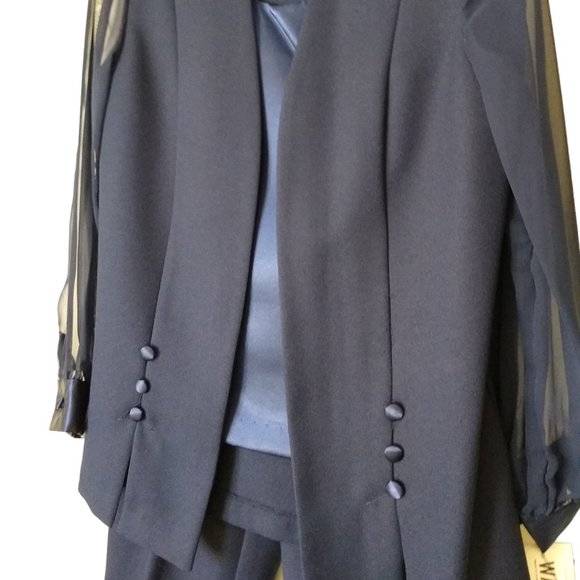 Helene Blake Evenings Women's Navy Formal Pantsuit - Picture 4 of 7